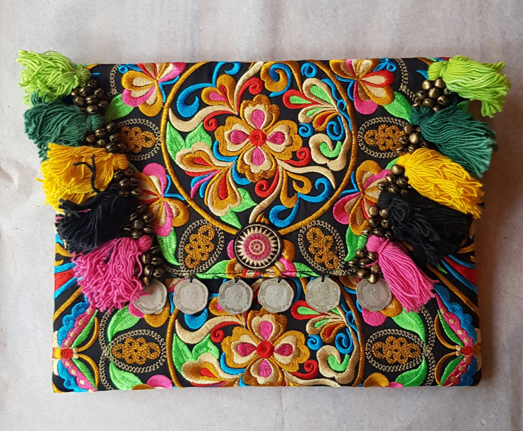 Thai Clutch colourful tassel bag