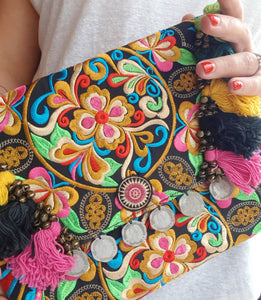 Thai Clutch colourful tassel bag