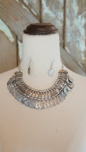 Load image into Gallery viewer, Tribal Kuchi coin Necklace with set of coin earrings
