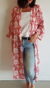 Indian Block print Kimono Red