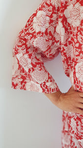 Indian Block print Kimono Red