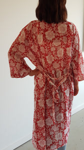 Indian Block print Kimono Red