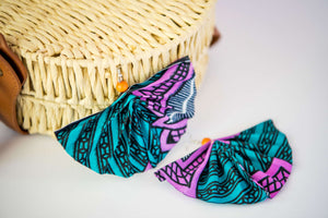 African Ankara fan earrings