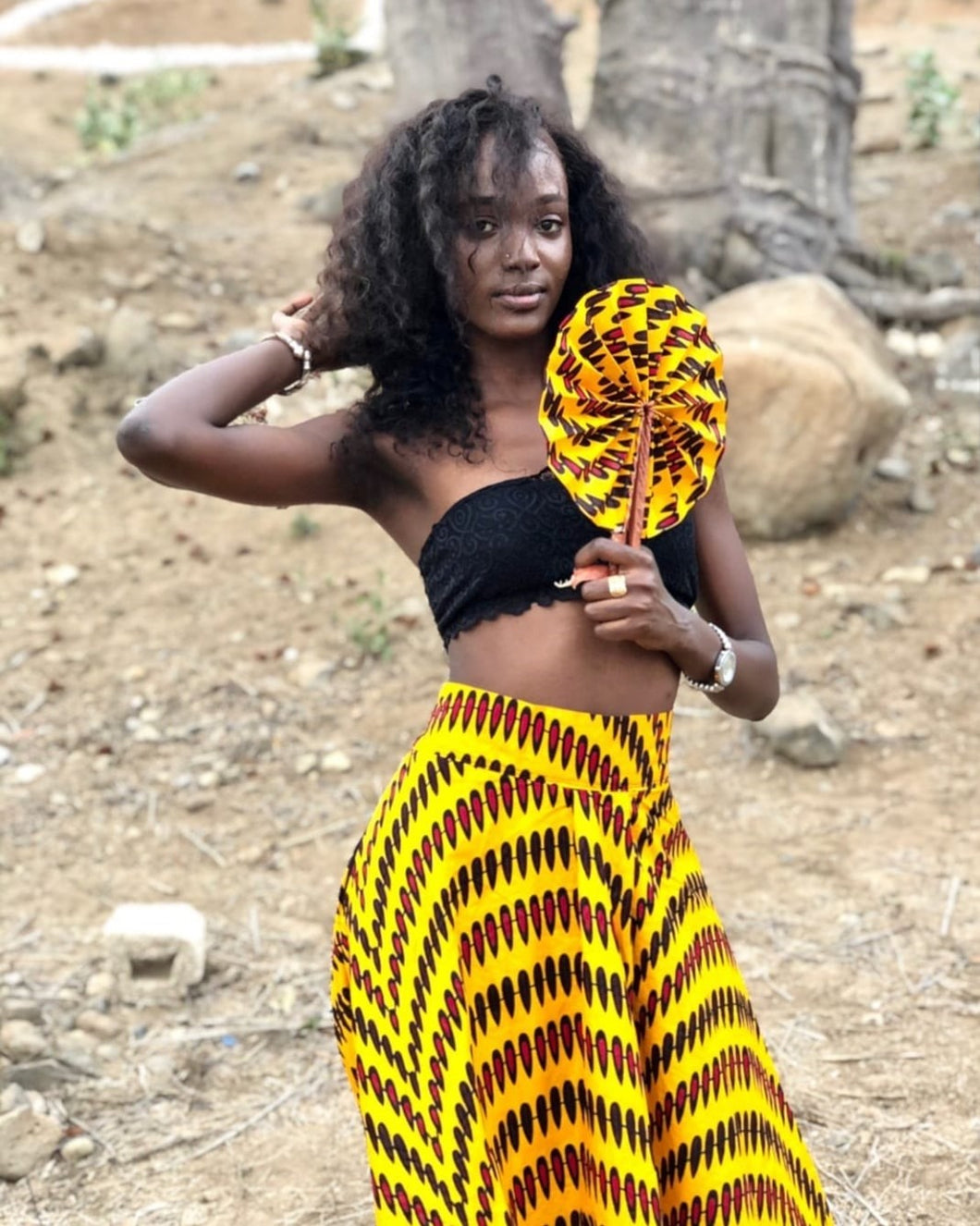 Awa Ankara yellow skirt